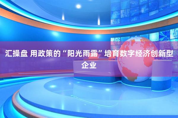 汇操盘 用政策的“阳光雨露”培育数字经济创新型企业