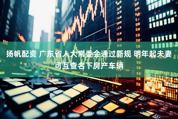 扬帆配资 广东省人大常委会通过新规 明年起夫妻可互查名下房产车辆